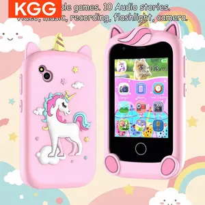Cute Cartoon Mini Kids Smart Phone with 17 Puzzle Games & 10 Stories, Touch Screen Educational Learning Toy, Dual Camera, Calendar, Calculator, Video & MP3 Player, Festival Gift for Boys & Girls