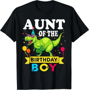 100% Cotton Aunt of the Birthday T-Rex RAWR Dinosaur Birthday T-Shirt