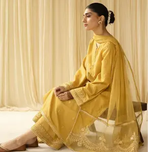 Women's Naqsh 3-PC Organza Dupatta Set with Embroidery, Matching Shirt and Trouser