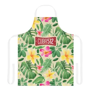 Cuba 512 Tropical Hibiscus Apron | Floral Leaves Kitchen Apron