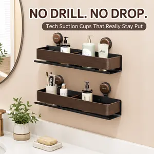 Wall-Mounted Shower Shelf — No-Drill Home Organizer — Premium Rust-Resistant Design. Features drill-free suction cup technology for secure installation that won't fall off. Ideal for rental properties, bathrooms, RVs, and general home use