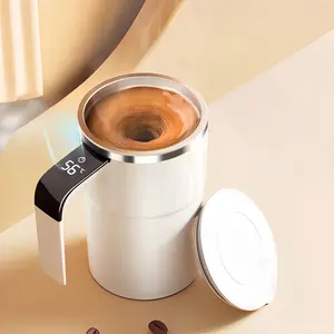 Summer Wins 380ml Intelligent Coffee Cup with Lid, Automatic Stirring Function, Temperature Display, USB Rechargeable for Coffee, Tea, Gift (Kitchen Hand Mixer Appliance)