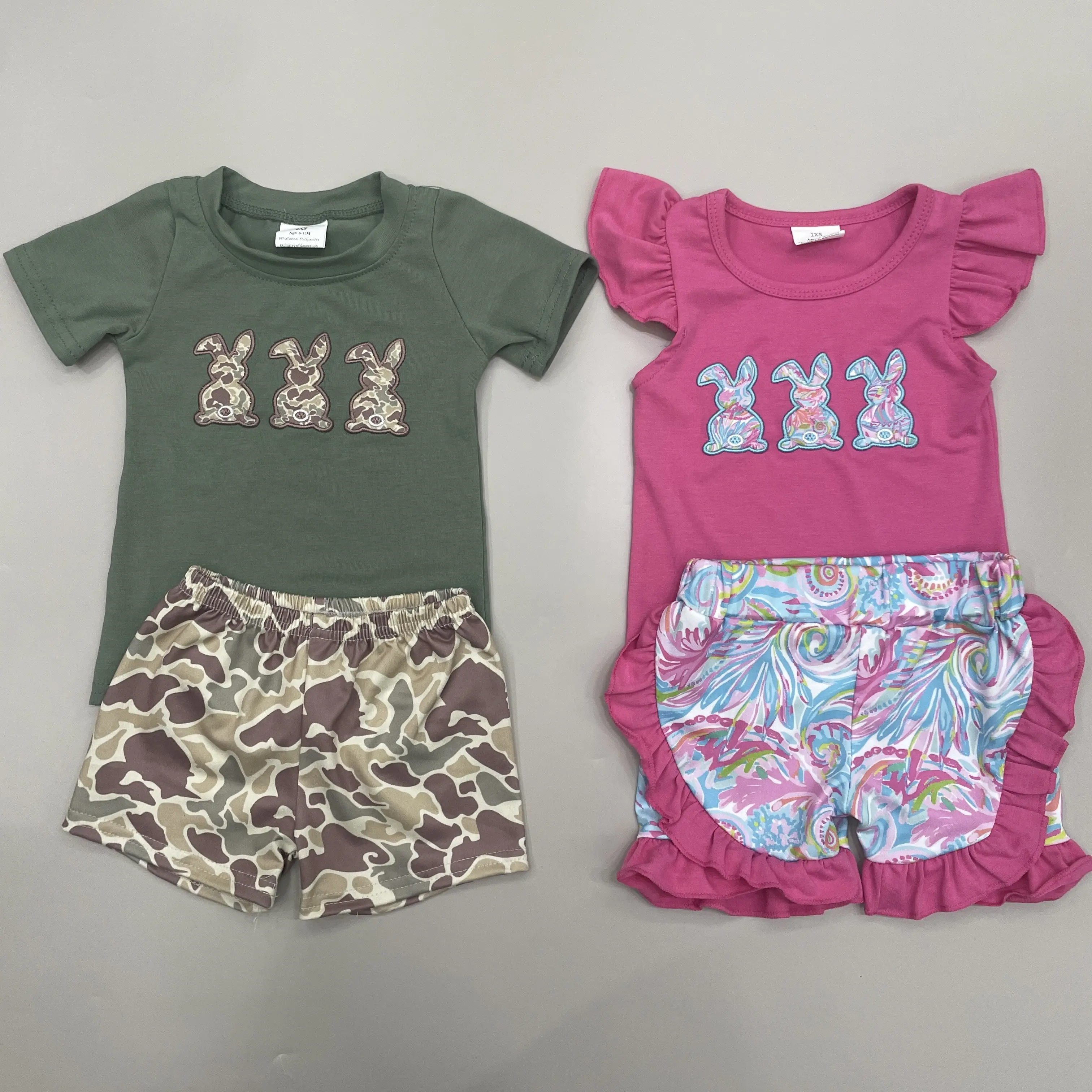 Girl's Easter Bunny-Themed Toddler Spring Clothing Set, Spandex Cotton Blend for Easy Wear, Gift Sets