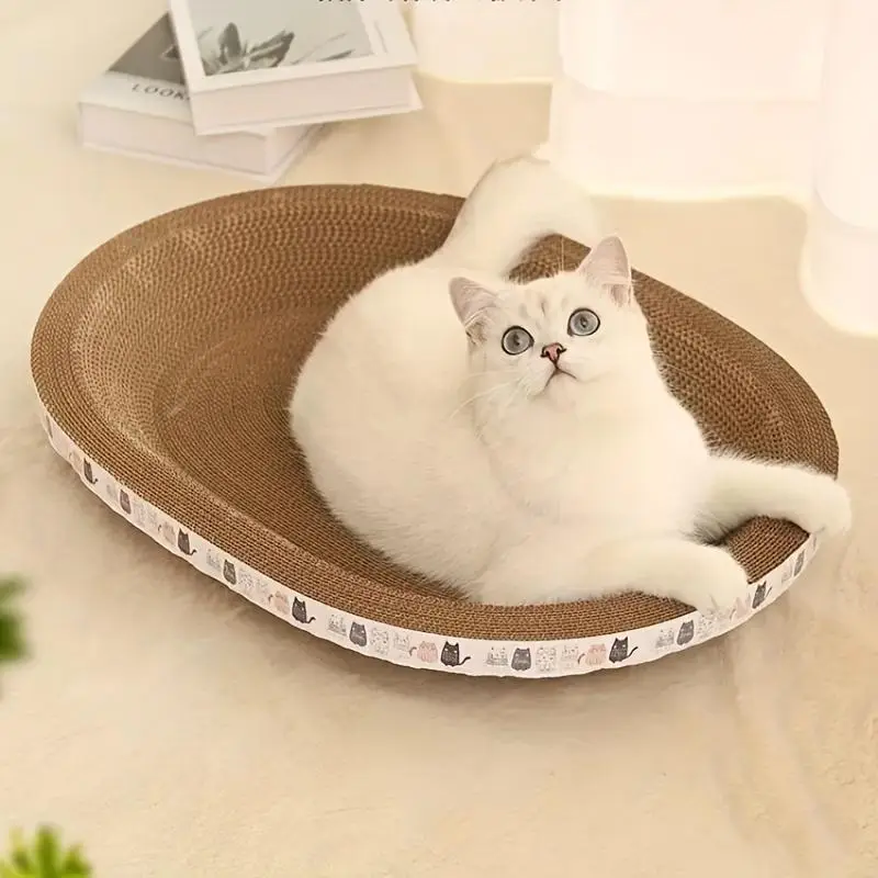 Summer Cat Scratching Board, Oval Kitten Scratcher Pad for Sleeping & Playing, Pet Grinding Claw Toy for Daily Use, Cat Scratching Board Nest, Christm