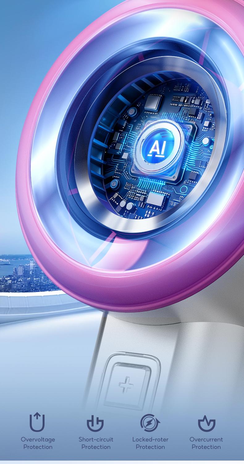 YodevoeThis portable handheld turbine fan features 100 speed settings, a built-in 4000mAh battery, and a runtime of up to 18 hours. This 3-in-1 rechargeable handheld fan utilizes turbine cooling technology and is suitable for outdoor activities.