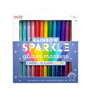 Rainbow Sparkle Glitter Markers - Set of 15