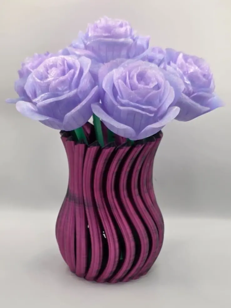 3D Printed Roses with Stem and Leaves (Message for Bouquets Please)