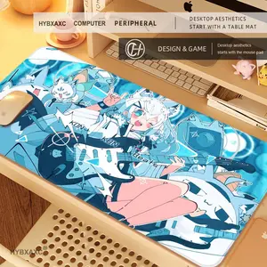 Shirakami Fubuki Mouse Pad Laptop Hololive Black and White Keyboard Rug PC Kawaii Anime Girl Mousepad XXL Gamer Cabinet Desk Mat