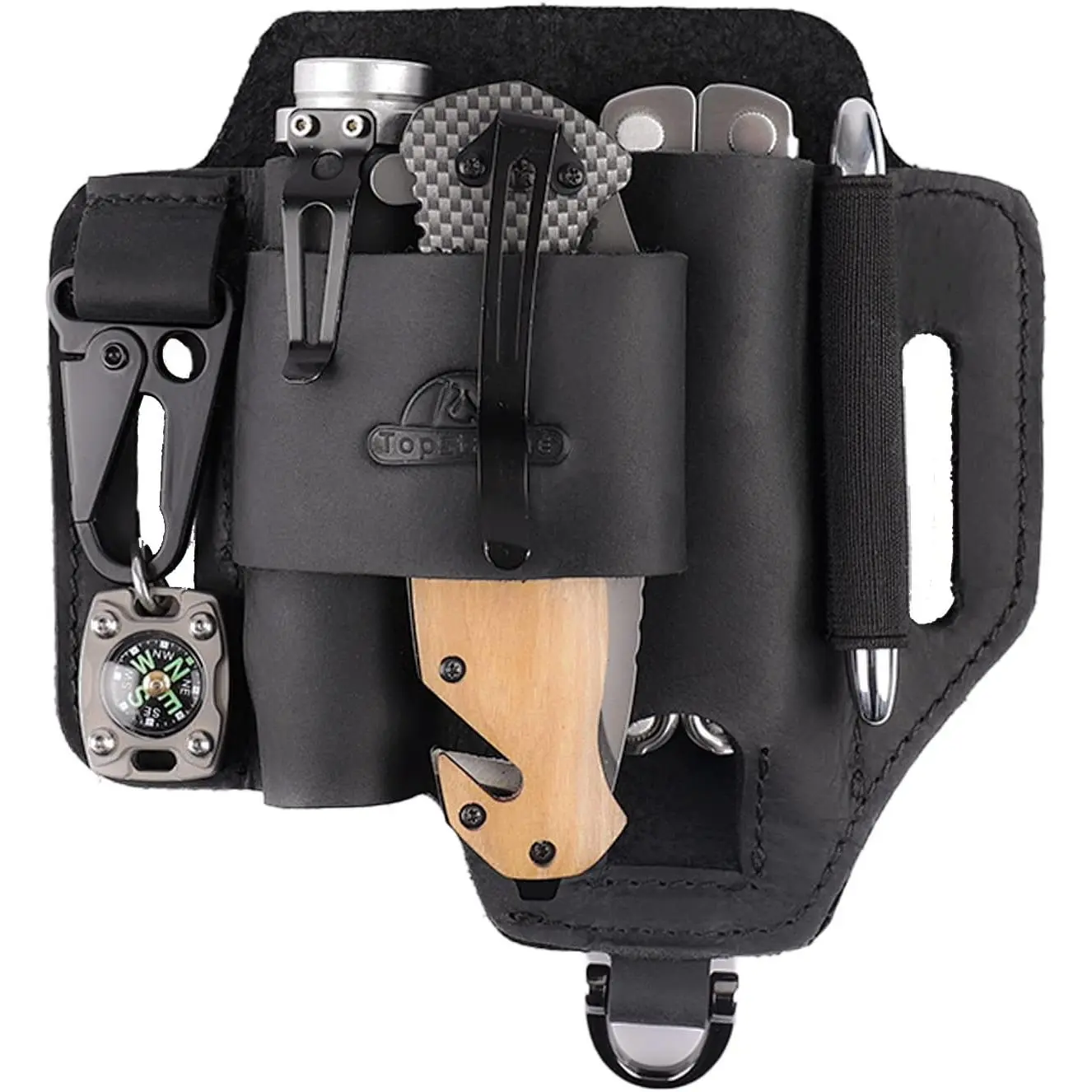 Leather Multitool Sheath,EDC Belt Organizer for Work and Daily Use,Leatherman Sheath,EDC Pocket Organizer for Flashlight and Multitool,Gifts for Men,Leather Sheath for Multitool,Black