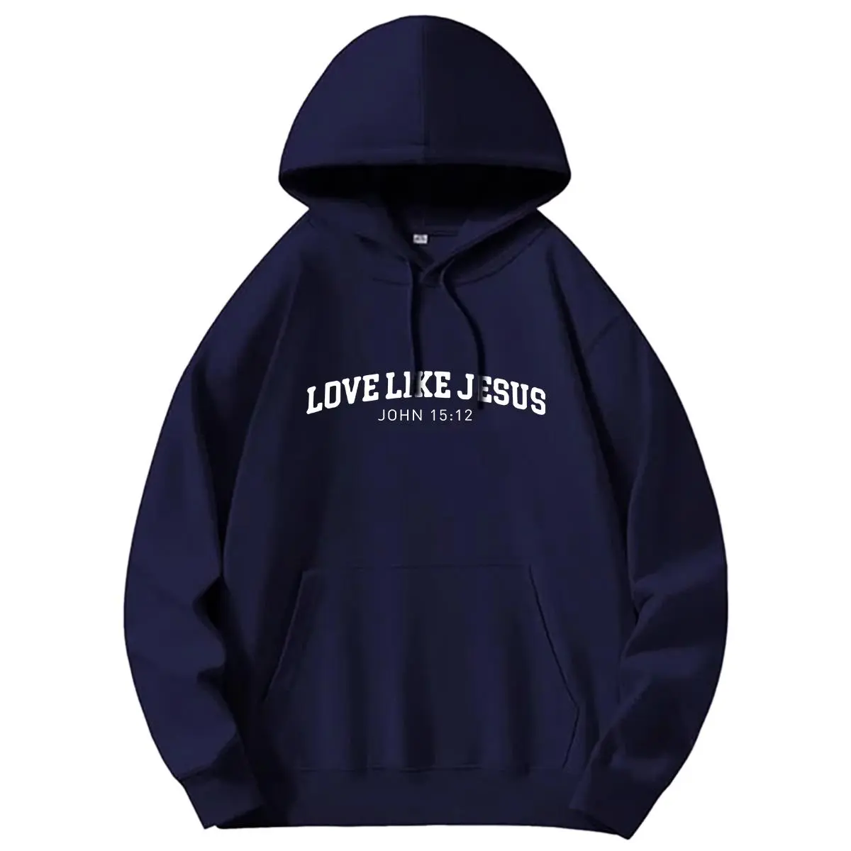 Women's Ribbed Cotton Oversized Long-Sleeve Fleece Hoodie - Sunland Trendy Queen "Love Like Jesus" Pattern, Kangaroo Pocket, Loose Casual Everyday Fit, Matching Jeans-Friendly Fabric, 2025 Fall Winter Pullover Top, Basic, Soft, Polyester