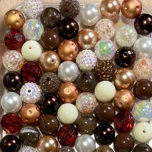 Chocolate 20mm Bubble Gum Bead Mixes for DIY Jewelry Making & Beading - Chunky Round Plastic Beads for Bangle Charms & Key Chains