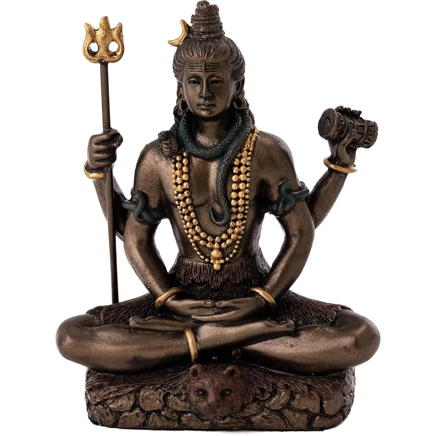 Top Collection Mini Lord Shiva Statue in Lotus Pose - Hindu God and Destroyer of Evil Sculpture in Premium Cold Cast Bronze - 3.2-Inch Collectible Figurine (Sm. Shiva)