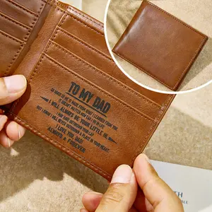 Engraved Wallet for Dad- Personalized Leather Wallet for dad with Unique Engravings Father's Day Gift