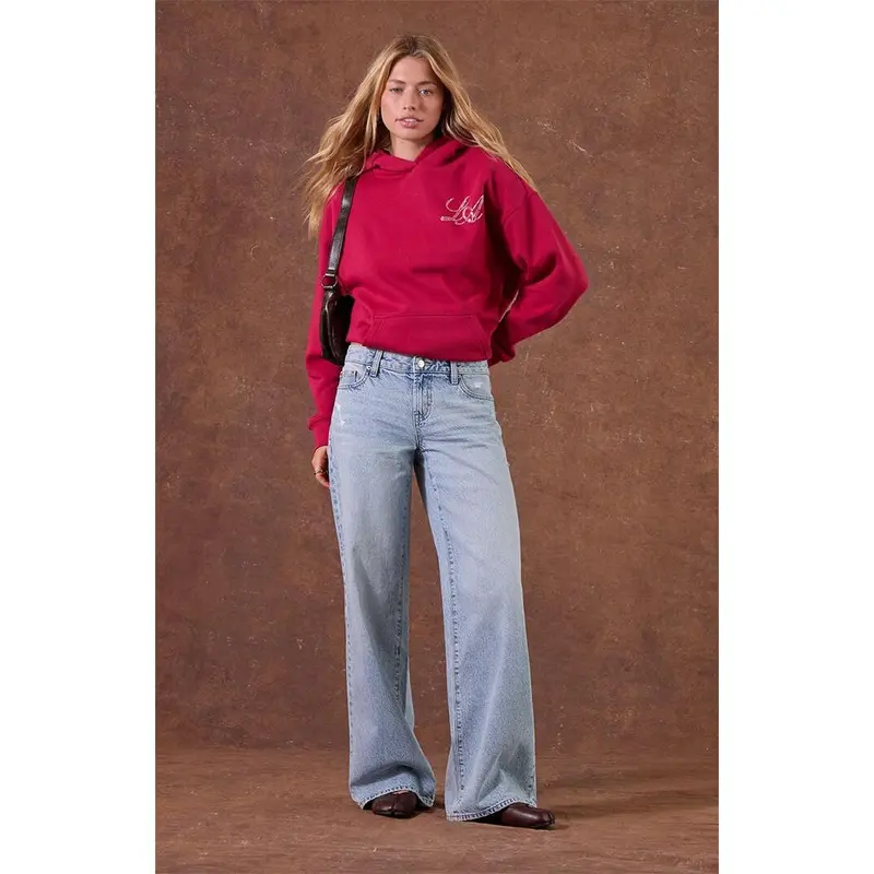 Pacsun Women's Casey Low Rise Baggy Jeans Ripped Light Blue