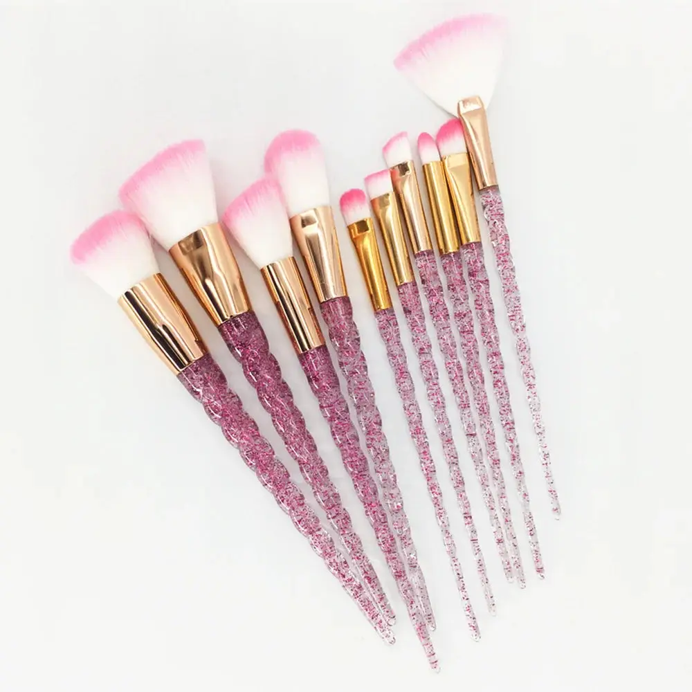 10pcs Unicorn Makeup Brush Set with Crystal Handles
