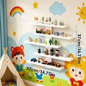 Adjustable Wall-Mounted Display Shelf with 5 Layers Storage Rack for Action Figures Mini Blocks & Collectibles Modern Home Decor Organizer