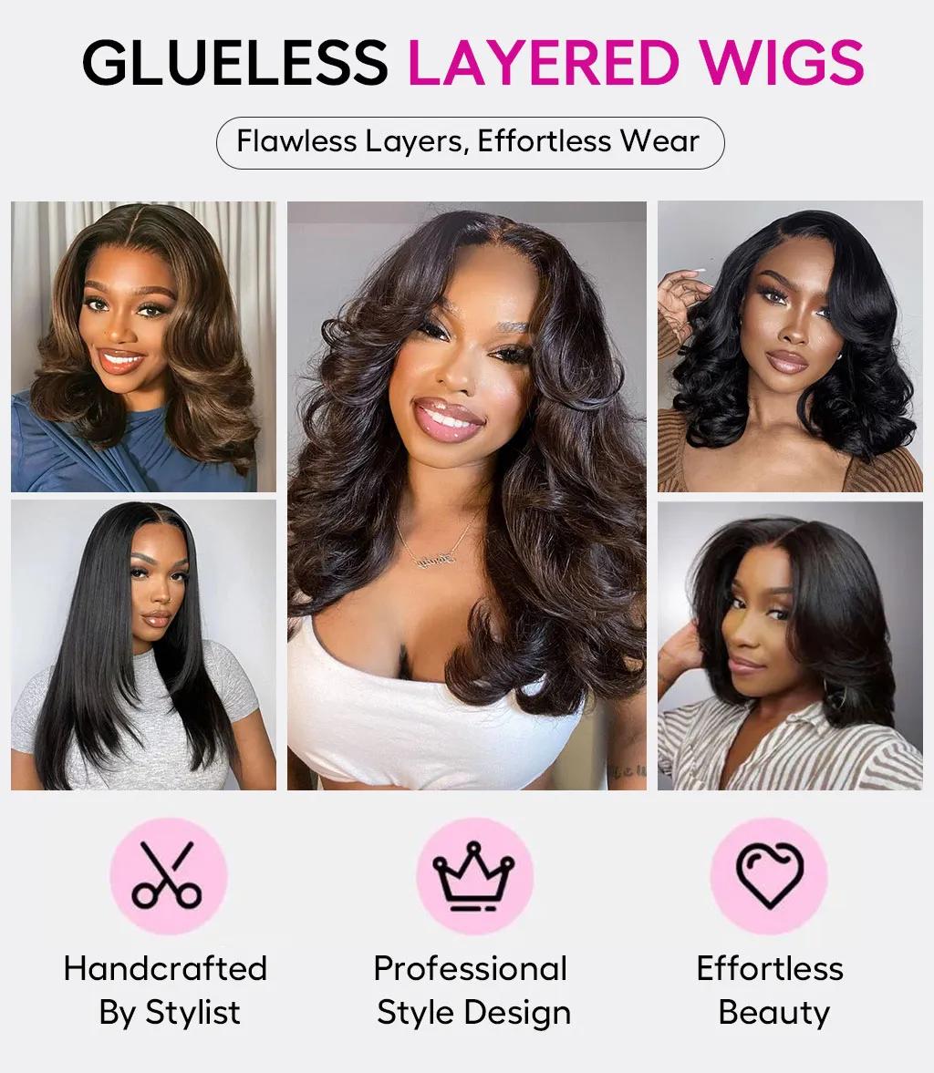 Real HD Salon Quality Style -Tinashe Butterfly Cut Real HD 8x6/6x5 Human Hair Glueless 200% Density Wig  Loose Body Wave Pre Style Pre Cut 6x5 Real HD Lace Closure Wig