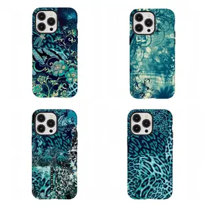 Vintage Teal Boho Phone Case Trendy Tough Phone Case Compatible for iPhone 17 16 15 14 13 12 11 and for Samsung S21-S25 Perfect Gift for Leopard Print Fans