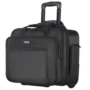 VEVOR Rolling Laptop Bag, Fits Up to 17.3 Inch Laptop, Wheeled Briefcase, Roller Computer Tote Bag with Wheels & Telescoping Handle, Laptop Case for Work Travel Business Office, Women & Men (Black)