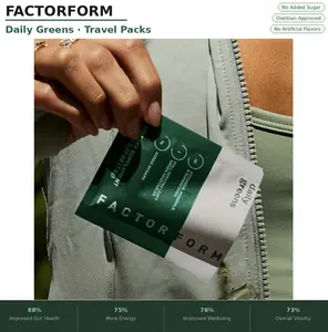 Factor Form Daily Greens Original Dietary Supplement - 2B CFU Probiotics for Gut Health, 40 Vitamins & Minerals, Superfoods for Optimal Absorption, Smooth & Nutrient-Dense