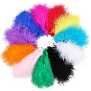 Fluffy Turkey Marabou Feathers 100pcs for Craft Dream Catcher Decoration - 4-7Inches Natural Feathers (Mix Color)