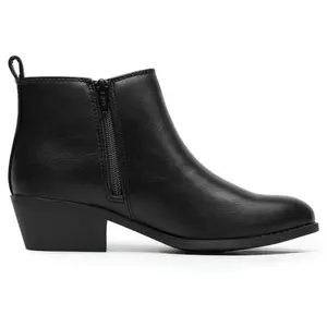 Low Heel Women's Cozy Chelsea Boots Black/Brown Pu Leather Side Zip Ankle Booties Winter Chunky Round Toe Versatile Design