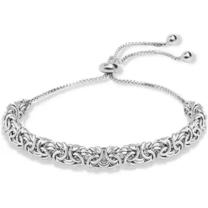 LeCalla 925 Sterling Silver Byzantine Bracelet Jewelry | Italian Sliding Bolo Chain Bracelet for Women
