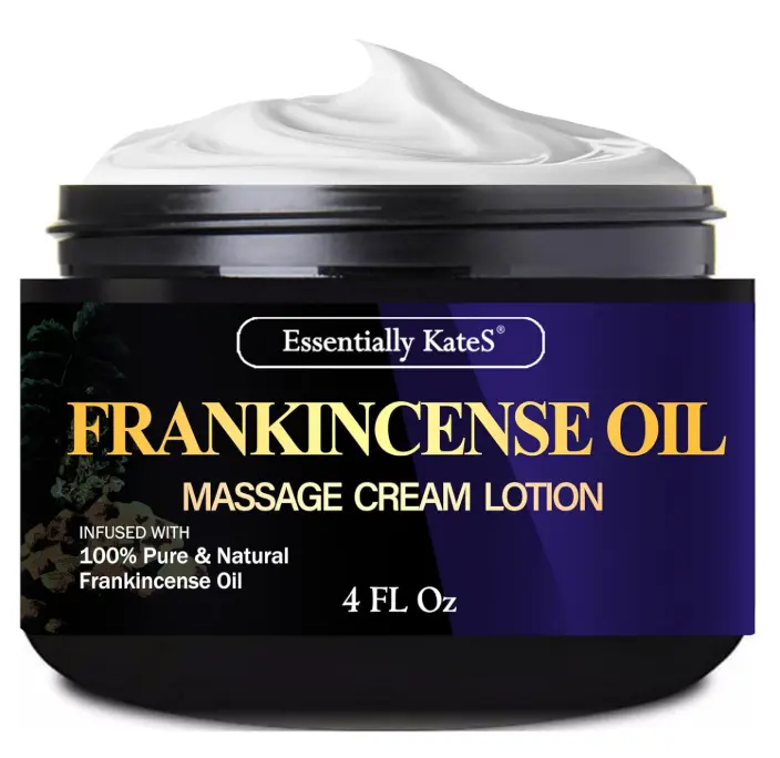 Essentially KateS Frankincense Massage Lotion 4 Fl Oz - Infused with Ceramid 1, 3 and 6II - Fight Stiffness in Knees, Elbows, Hips, Hands, Shoulders and Legs.