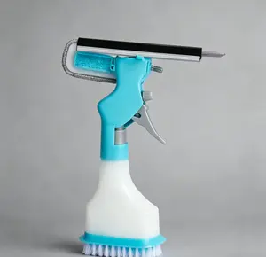 4-in-1 No-Streak Window Cleaning Tool with Spray Bottle, Squeegee & Scrub Brush - Multi-Purpose Glass Cleaner for Windows, Mirrors & Shower Doors