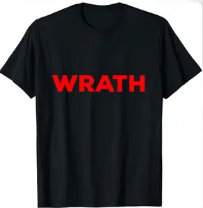 Women's 100% Cotton Short-Sleeve Round Neck WRATH Bold Red Statement Graphic T-Shirt - Comfy, Breathable, Minimalist, Unisex Fit, Everyday Fashion Gothic Streetwear for Summer Casual