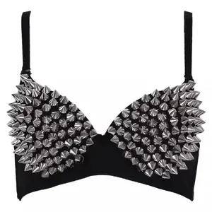 Punk-Inspired Nail Bra Underwear Set with Sparkling Diamond Nail Bead Accessories - Funky And Bold for Nightclub And Stage Costumes