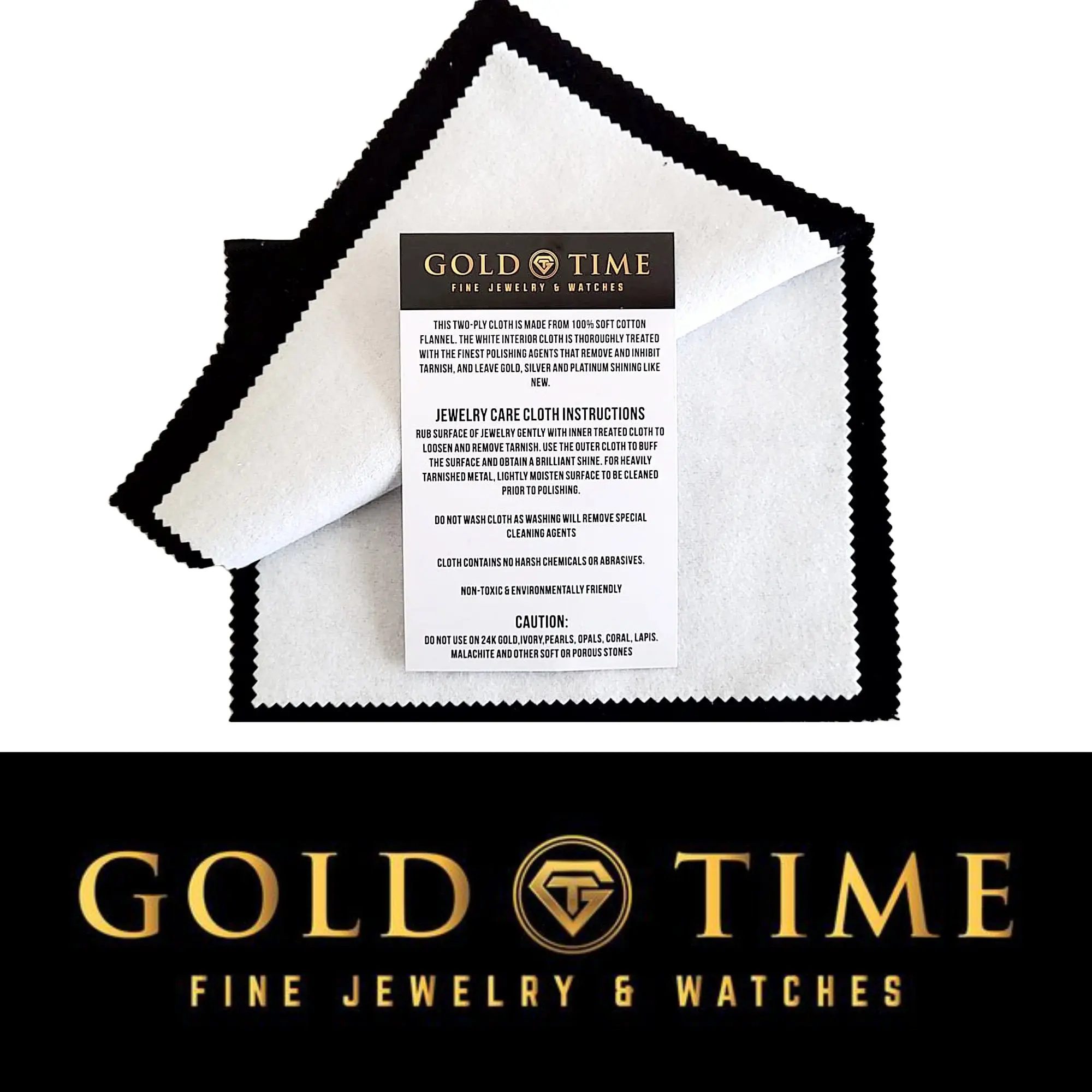 Premium Jewelry Cleaning Cloth from Gold Time  Large Cleaning and Polishing Cloth for Gold, Silver, Platinum, Diamonds, & More