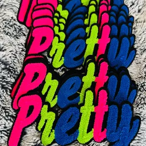 Pretty Chenille Patch, Cursive Iron-On Applique, colorful