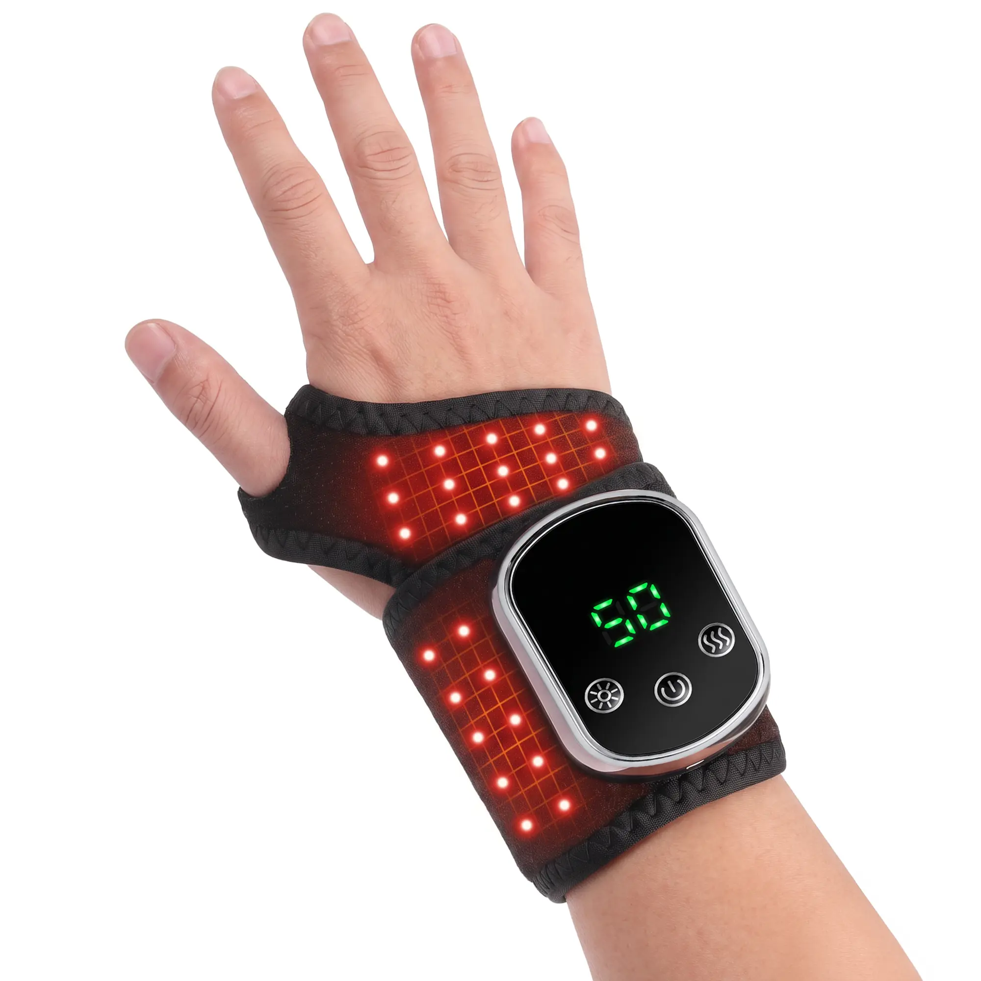 Electric Wrist Massager with Red Light & Heat, 5 Modes 9 Intensities, Cordless Vibration Wrist Heating Wrap for Hand Care, Hot Compress Device for Men & Women