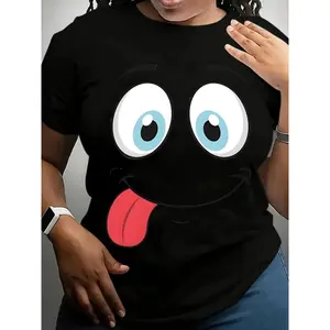 Plus Size, Women's Plus Size Clothing, Women's Plus Size Tshirt, Casual Short Sleeved Round Neck Top, Medium Stretch Fabric, Machine Washed, Comfortable Fit for All Seasons, Women's Tshirt, Tshirt with Unique Print, Comfortable Fit,