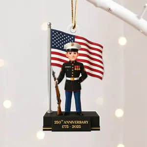 Personalized Marines 250th Anniversary Acrylic Ornament, Custom Military Keepsake, Unique Patriotic Christmas Gift 2025, Marine Corps Pride Commemorative Decoration for Veterans & Families