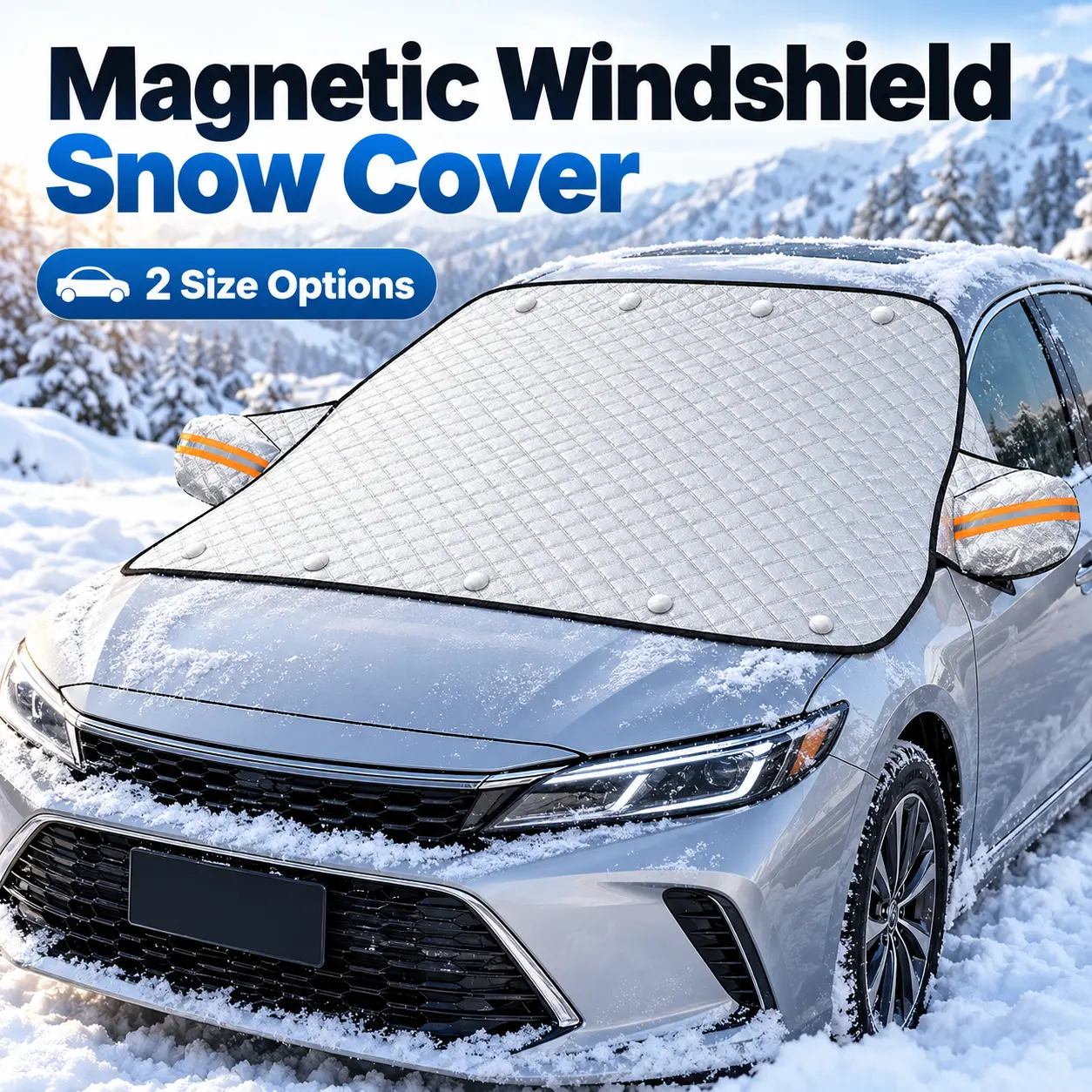 Car Windshield Protector Cover - Waterproof, All-Season Outdoor Wind Screen Shield for Most Vehicles (Snow, Ice, Frost, Dust, Rain Protection)
