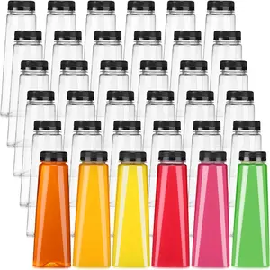 36 count Plastic Juice Bottles Bulk with Caps Leakproof  Juice Bottles Empty Clear Water Beverages Drink Containers Mini Fridge Storage for Juicing Smoothies Milk(10 oz,Black)