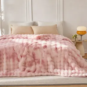 ROSEKIND Fluffy Weighted Faux Rabbit Fur , Soft Cloud Fluffy Fuzzy  Cozy Plush Fleece  Blanket, Thick Warm Christmas Blanket Gifts for Women,The  Blanket  For Stress & Anxiety,Soft  Warm marshmallow Comforter,soft elastic breathable