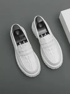 Men's white business casual shoes, lightweight round toe height increasing dress shoes, suitable for weddings, parties, commuting, and preppy style