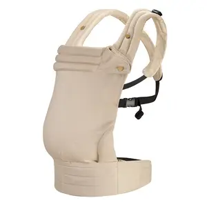 Ergonomic Baby Carrier Newborn to Toddler, Lightweight & Breathable Cotton Adjustable Ergonomic Carrier Infant Carrier for Hands Free Comfort (Cotton Linen), Maximum Load Bearing 35 lbs