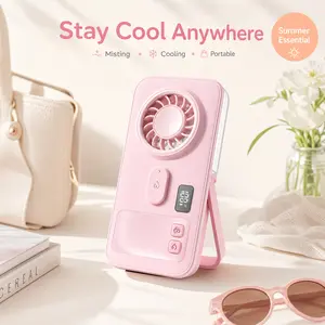 4-Speed Foldable Misting Fan, USB Rechargeable Portable Handheld Fan, Perfect Gift for Father's Day, Suitable for Travel Camping Hiking & Office Use