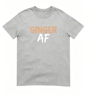 Distressed Ginger AF Slogan Print T Shirt, Funny Redhead Proud Graphic Tee, Loose Casual Humor Everyday Tshirt