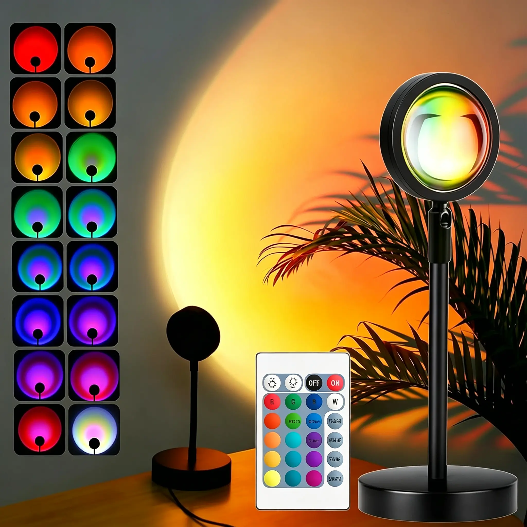 Roomsy Sunset Lamp Projection, Not Only 16 Colors Sunset Lights,360 Degree Rotation Led Light, Remote Projector for Party Bedroom Decor,Gifts