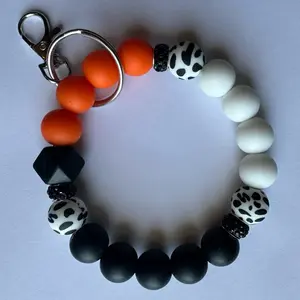 Silicone Key Ring Bracelet for Women - Wire Beaded Wristlet Keychain with Keyring, Lightweight, Durable, and Comfortable Design
