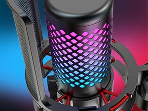 ZealSound USB RGB Microphone for iPhone iPad Phone PC,RGB Gaming Microphone with Full Metal,Mute,Pop Filter,Gain for Podcasting,Streaming,YouTube,Voice Over