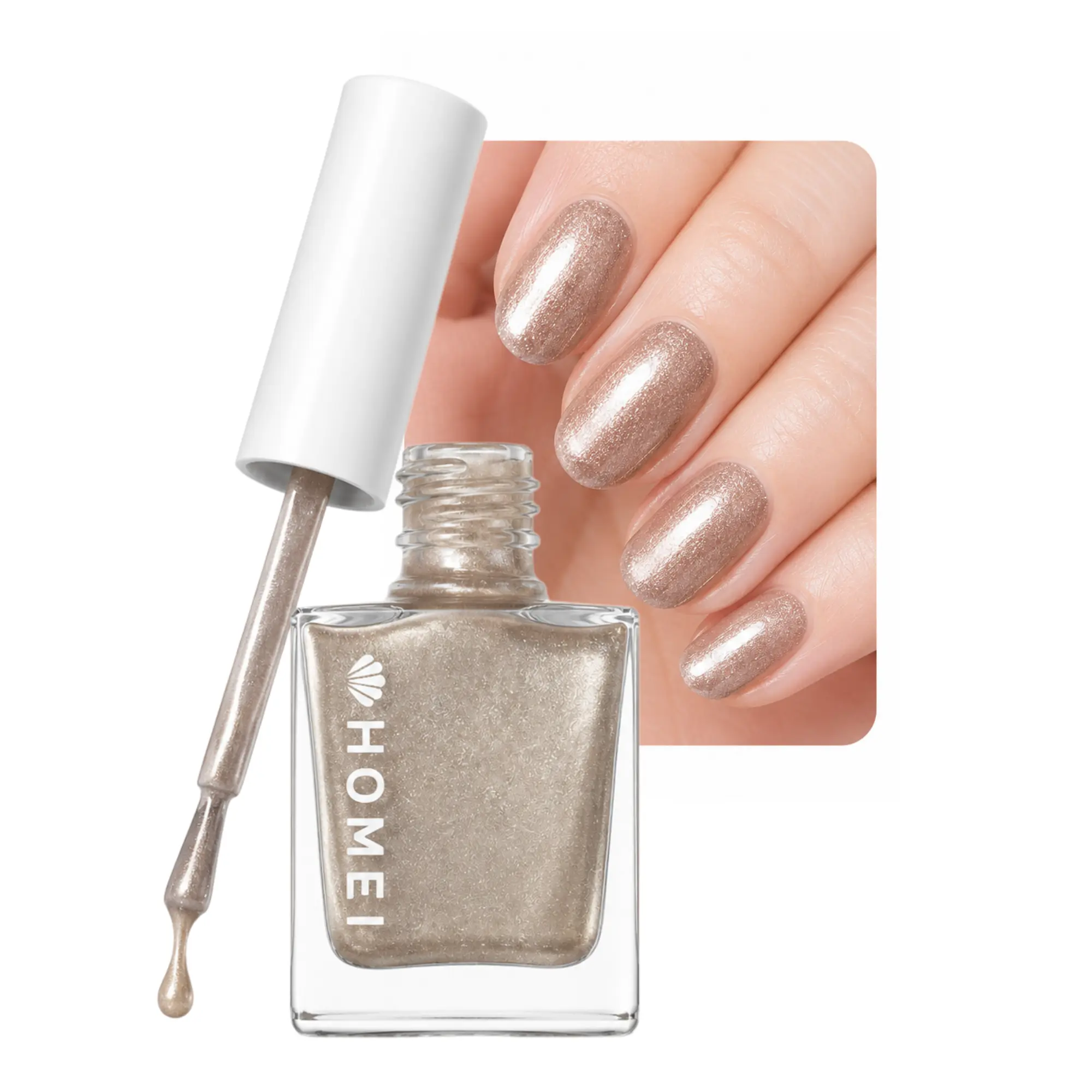 HoMei Natural Nail Strengthener Polish for Damaged Nails, 5-in-1 Nail Treatment for Base Coat, Nail Gel, Hardener, Top Coat & Nail Care with Aloe Vera, Tea Tree & Keratin, No UV Lamp Needed, TAUPE