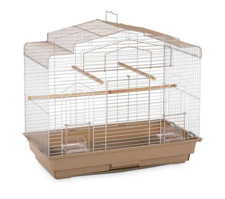 212 MAIN Cockatiel-Specific Flight Cage for Large & Medium Birds - Brown & White, Barn Roof Design, Easy Access Doors, Easy Cleaning Features, Removable Pad