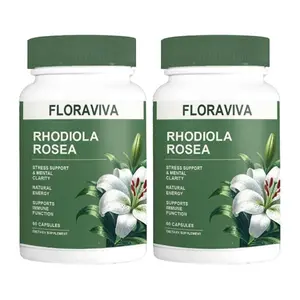 Natural Rhodiola Rosea Stress Support Capsules Floraviva  Capsules - 60 Count for Stress Support Mental Clarity & Natural Energy - Supports Immune Function stress support, stress relief, natural energy, immune function support Vitamin Supplement