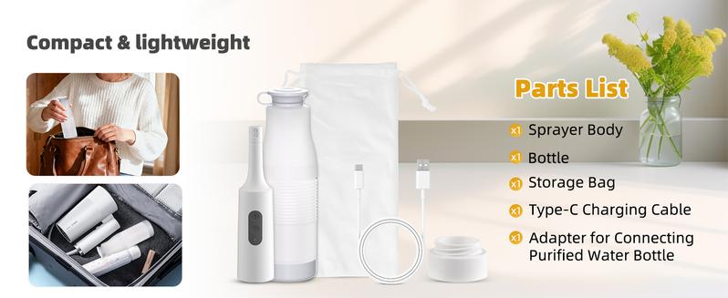 Anylock Portable Bidet for Travel, High Pressure Electric Handheld Bidet Sprayer, 350-550ML Expandable Bottle for Personal Hygiene, USB-C Rechargeable Waterproof, Travel Bidet for Women & Men